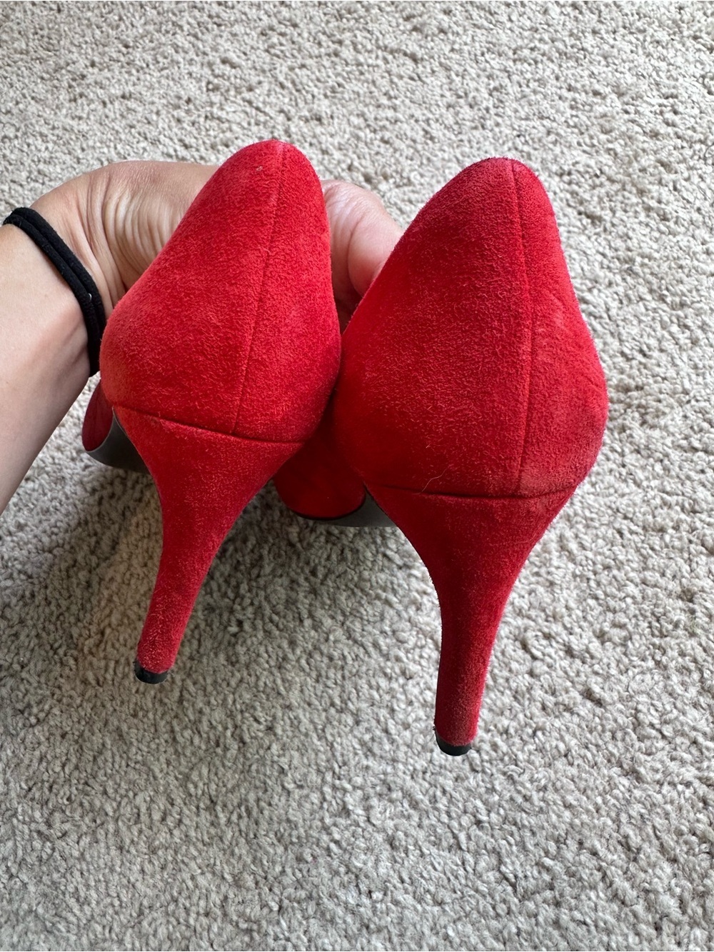 Cole Haan Red Suede Pointed-Toe Pumps - Picture 3 of 4